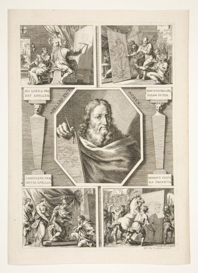 Portret Apellesa i cztery sceny z życia Apellesa autorstwa Joachim von Sandrart