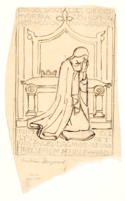 Szkic do brzoskwini Queen Dagmar w Sct. Kościół Bendta w Ringsted autorstwa Joakim Frederik Skovgaard