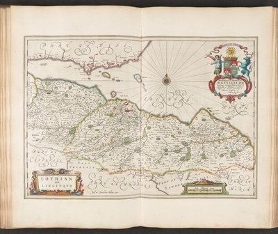 Lothian i Linlitquo z „Guil. i Joannis Blaeu Theatrvm Orbis Terrarvm lub New Atlas. Część piąta” Joan Blaeu autorstwa Joan (after) Blaeu