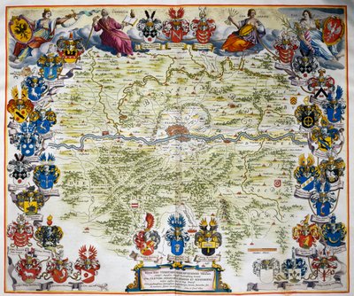 Frankfurt i okolice, z Atlas Maior, atlas w 11 tomach, Joan Blaeu (1596-1673), tom III, miedzioryt, 57,5x39 cm, Amsterdam autorstwa Joan Blaeu