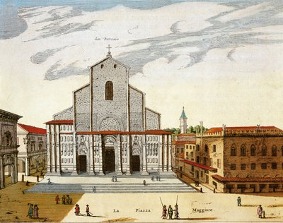 Włochy, Bolonia, Katedra San Petronio w Wenecji, print autorstwa Joan Blaeu