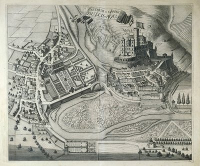 Włochy, Dolceacqua, wieś Dolceacqua (Imperia) z Theatrum Regiae Celstitudinis Savoy by Joan Blaeu, Amsterdam autorstwa Joan Blaeu