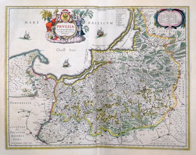 Mapa Prus Wschodnich. z „Le Theatre du Monde” lub „Nouvel Atlas” autorstwa Joan Blaeu