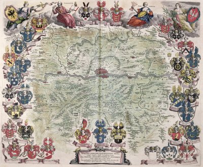 Mapa Frankfurtu i okolic, z „Nova Hanc Territori Francofurtensis Tabulum”, 1649 autorstwa Joan Blaeu