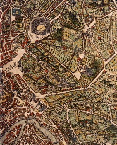 Mapa Rzymu, Joan Blaeu (1596-1673), wydruk z Theatrum Civitatum et Admirandorum Italiae, ad Aevi Vetis et Present Temporis Faciem Expressum, Włochy autorstwa Joan Blaeu