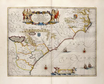 Mapa Wirginii i Florydy, 1667 autorstwa Joan Blaeu