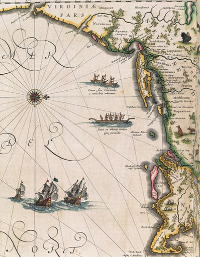 Mapa wybrzeża Wirginii, z Theatrum Orbis Terrarum autorstwa Joana Blaeu autorstwa Joan Blaeu