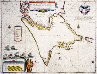 Tabula Magellanica: mapa Cieśniny Magellana autorstwa Joan Blaeu
