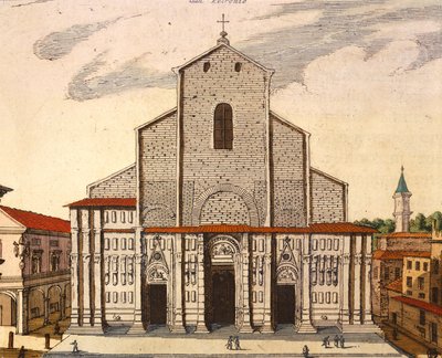 Bazylika San Petronio w Bolonii, Joan Blaeu (1596-1673), druk z Theatrum Civitatum et Admirandorum Italiae, Włochy autorstwa Joan Blaeu