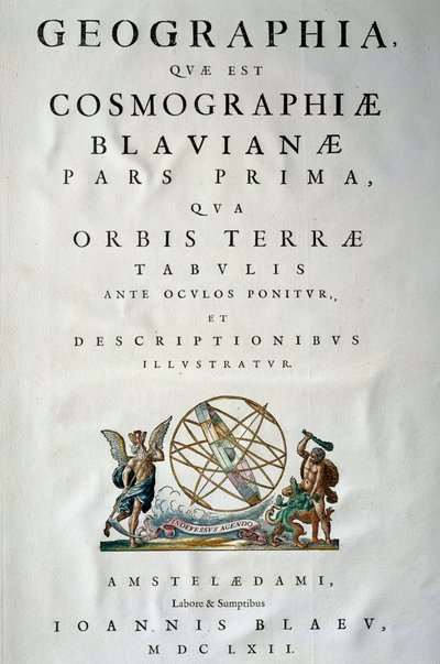 Strona tytułowa części I Atlas maior, Joan Blaeu (1596-1673), miedzioryt, Amsterdam autorstwa Joan Blaeu