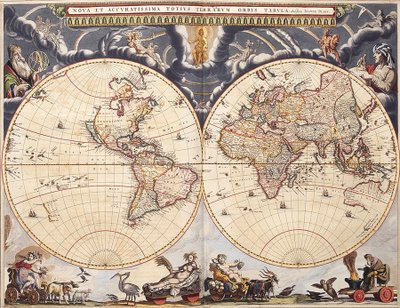 Mapa świata z atlasu Blaeu autorstwa Joan Blaeu