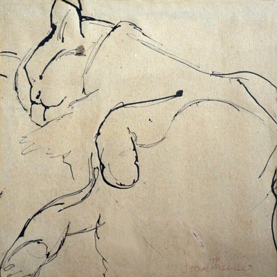 Kot, Mouser, 1980 (pióro i atrament) autorstwa Joan Thewsey
