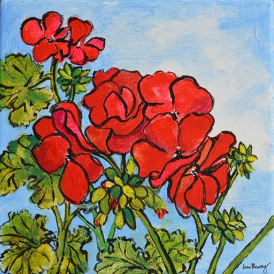 Geranium, 2017 (akryl) autorstwa Joan Thewsey