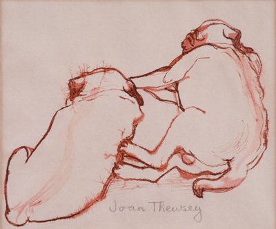 Dwa szczeniaki mopsa, bracia, 2005, (tusz na mokrym papierze) autorstwa Joan Thewsey