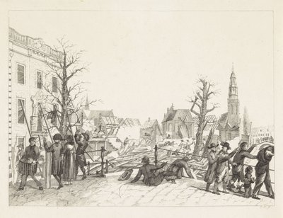 Ruiny w Lejdzie po katastrofie prochowej, 1807 autorstwa Joannes Bemme