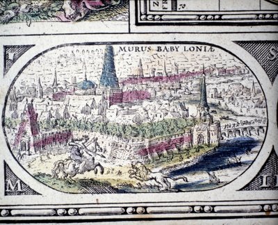 Reprezentacja Siedmiu Cudów Starożytności: Ogrody Babilonu. w Atlasie Janssona Jannsoniusa wydrukowanym w Amsterdamie w 1630 r. autorstwa Joannes Jansson