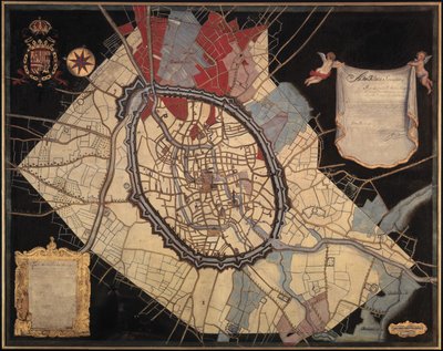 Mapa Brugii i terenów feudalnych (olej na płótnie) autorstwa Joannes Lobberecht