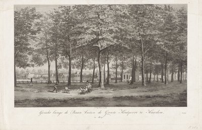 Widok na Baan w Haarlemie Baan poza Groot Houtpoort w Haarlemie w 1809 roku (tytuł na obiekcie) autorstwa Joannes Pieter Visser Bender
