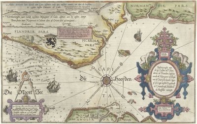Mapa wybrzeży Flandrii, Normandii i Anglii Opis morza Custen van Vlanderen ende Picardien (...) (tytuł na obiekcie) autorstwa Joannes van Doetechum (I)