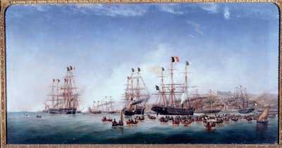 Włoski statek Regina Maria Pia w porcie w Lizbonie (olej na płótnie) autorstwa Joao Gomes da Silva Pedroso