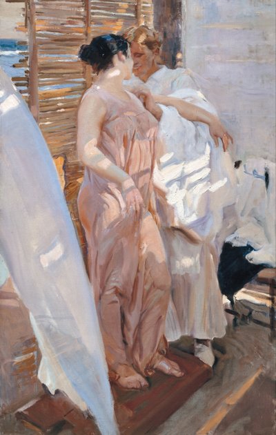 Różowa szata. Po kąpieli autorstwa Joaquín Sorolla