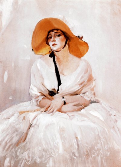 Portret Raquel Meller (1888-1962), hiszpańskiej piosenkarki i aktorki. Szczegół. Obraz Joaquina Sorolli (1863-1923). 1919. Madryt. Muzeum Sorolli. autorstwa Joaquín Sorolla