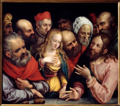 Chrystus i kobieta Cudzołożnicy Malowanie na tekturze Jobsta Harricha (1580-1617) 1617 nd. 0,73x0,84 m² autorstwa Jobst Harrich