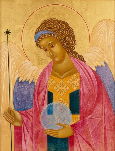 Archanioł Michał, 2003 (tempera jajowa i 24-karatowe złoto na drewnie) autorstwa Jodi Simmons