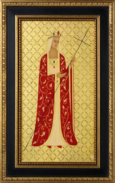Święta Helena, 2014 (tempera jajowa i 24-karatowe złoto na drewnie) autorstwa Jodi Simmons