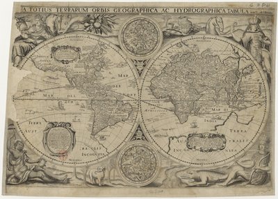 Mapa świata, 1631 autorstwa Jodocus Hondius