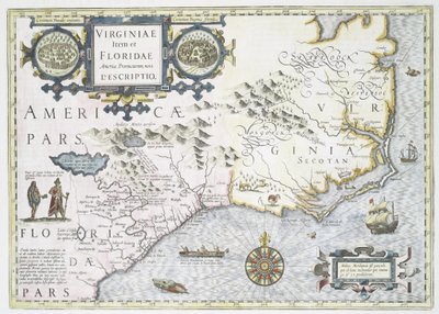 Nowy opis prowincji Virginia i Floryda w Ameryce, 1636 autorstwa Jodocus Hondius