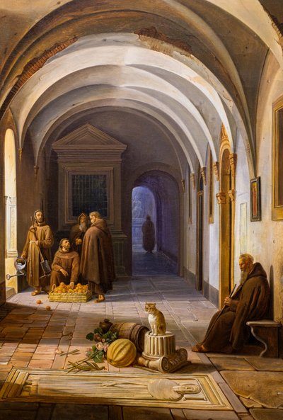 Mnisi franciszkańscy w klasztorze Santa Maria d