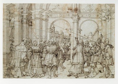 Historia Lukrecji (pióro, czarny tusz, szary pył na papierze) autorstwa Joerg the Elder Breu