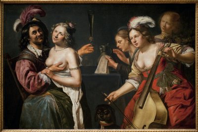 Syn marnotrawny lub „alegoria pięciu zmysłów””. Obraz Johannesa Baecka (ok. 1600-1654), olej na płótnie autorstwa Johan Baeck