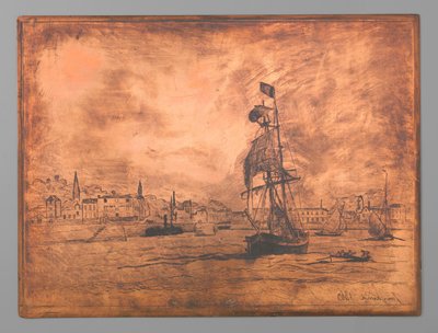 Port Honfleur autorstwa Johan Barthold Jongkind (signed by artist)