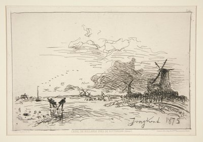 Canal de Hollande, pr?s de Rotterdam (Hiver) [Holland Canal, niedaleko Rotterdamu (zima)] autorstwa Johan Barthold Jongkind