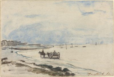Koszyk na plaży w Etretat autorstwa Johan Barthold Jongkind