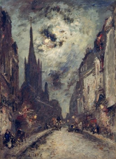 Rue St. Jacques z kościołem św. Séverina w pobliżu Mondsche autorstwa Johan Barthold Jongkind