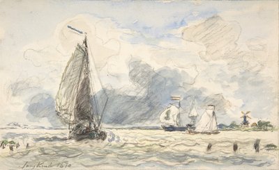 Holenderskie łodzie rybackie, Verso: Szkice łodzi, 1870. autorstwa Johan Barthold Jongkind