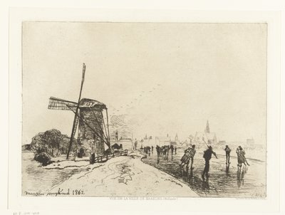 Widok na Maassluis Vue de la ville de Maaslins (Holandia) (tytuł serii) autorstwa Johan Barthold Jongkind