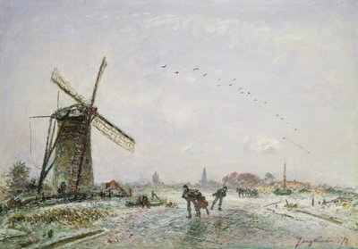 Łyżwiarze w Holandii, 1872 autorstwa Johan Barthold Jongkind