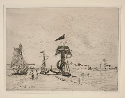 Drewniane molo w porcie Honfleur autorstwa Johan Barthold Jongkind