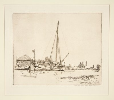 La Barque amar?e (Łódź zacumowana) autorstwa Johan Barthold Jongkind