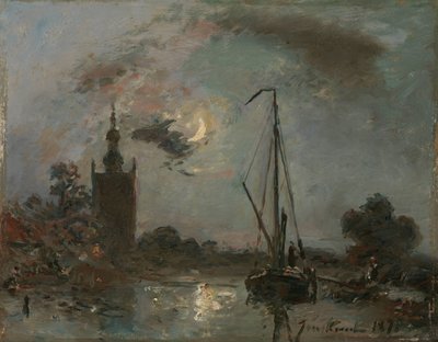 Overschie w świetle księżyca autorstwa Johan Barthold Jongkind
