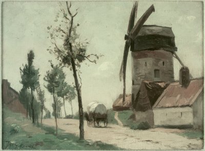 Ulica z wiatrakiem autorstwa Johan Barthold Jongkind