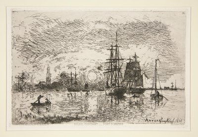 Zachód słońca - Port d autorstwa Johan Barthold Jongkind