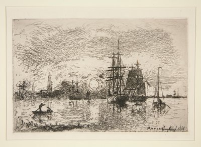 Zachód słońca - Port d autorstwa Johan Barthold Jongkind