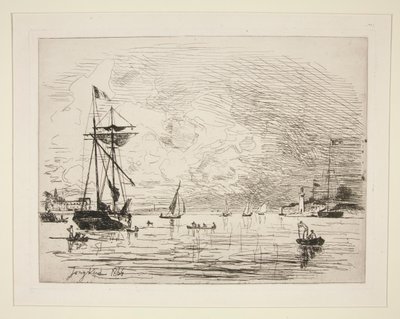 Wyjście z portu Honfleur autorstwa Johan Barthold Jongkind