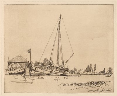 Zacumowana łódź (La Barque amarree) autorstwa Johan Barthold Jongkind