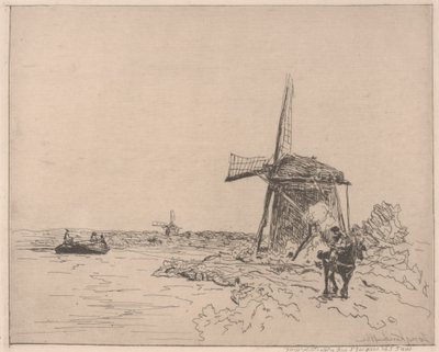 The Towpath, wydrukowane przez Auguste Delâtre (ur. 1822) autorstwa Johan Barthold Jongkind
